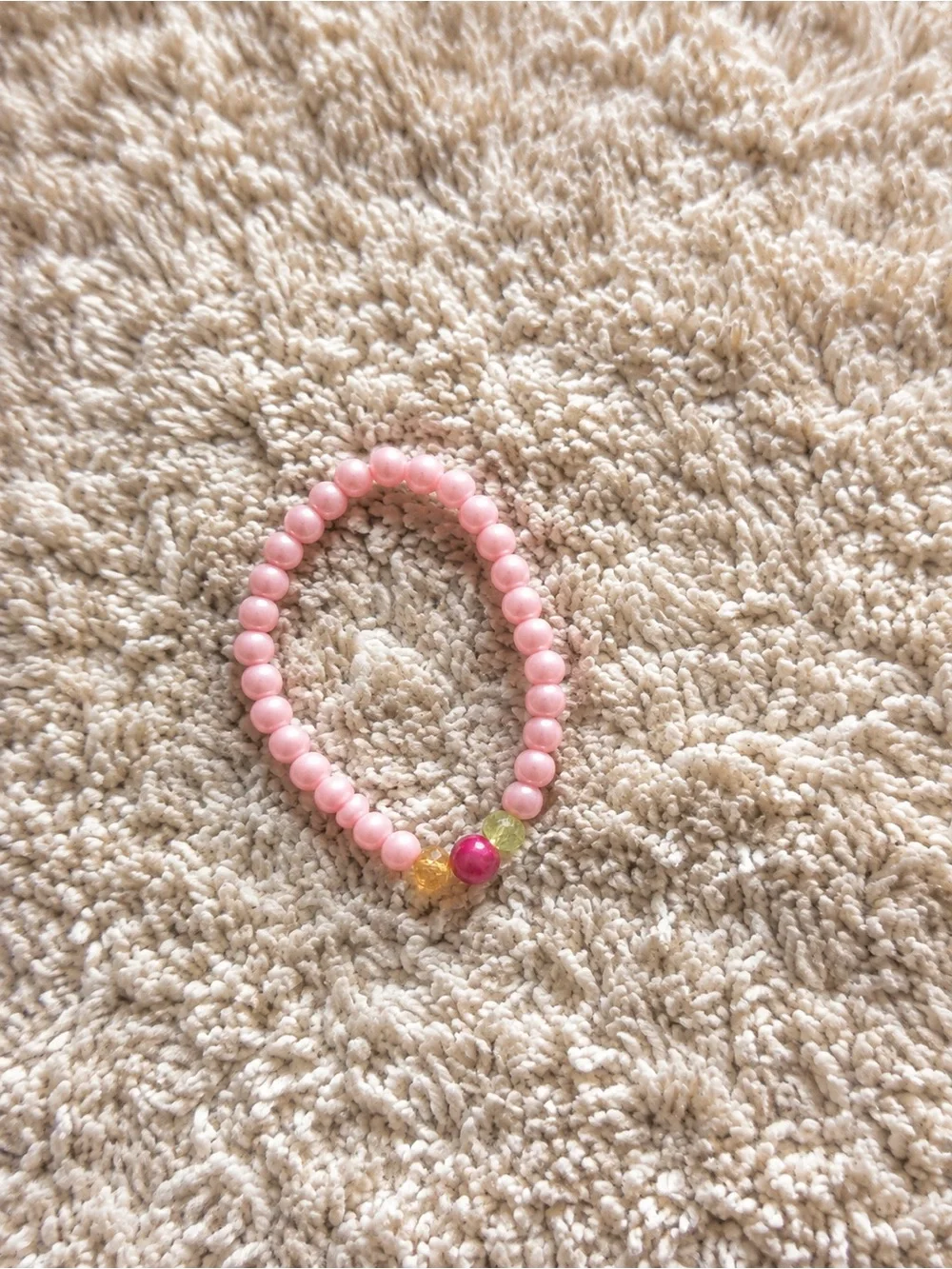 Pink Beaded Kids Bracelet with Accent Beads